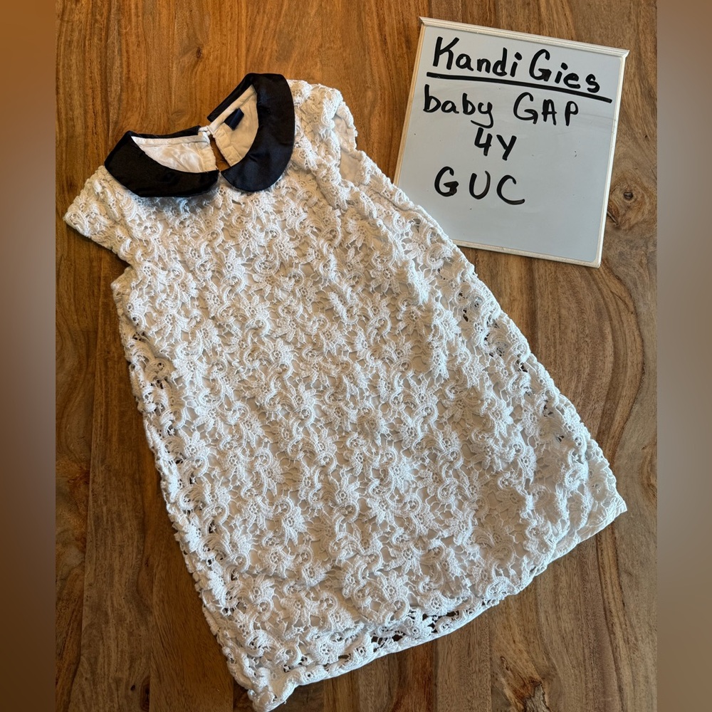 White Lace Dress with Black Collar Baby Gap size 4